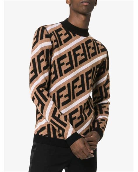 fendi logo sweater brown|fendi jumper men's.